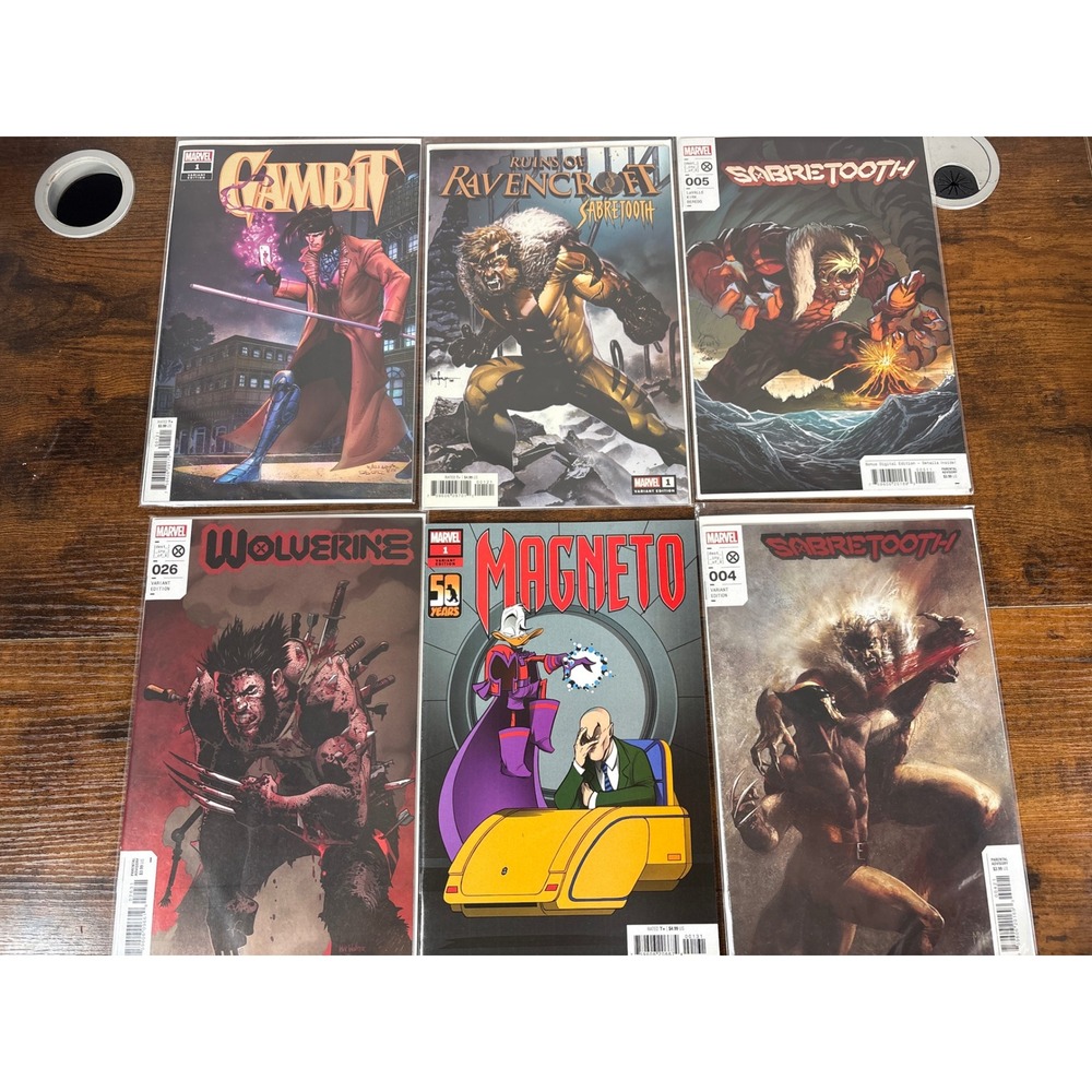 Marvel X-Men Comic Lot 6 Issues Gambit Wolverine Sabretooth Magneto Variants